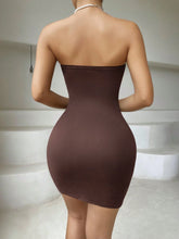 1pc Solid Color Pleated Hollow Out Sleeveless Short Mini Dress
